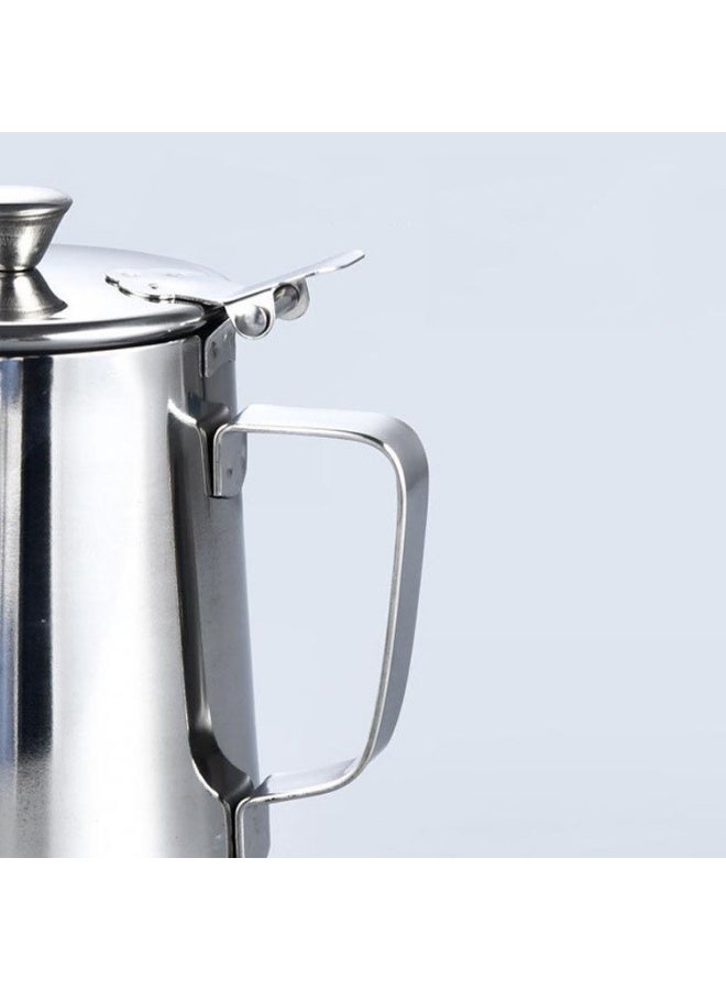 Stainless Steel Milk Pitcher With Lid,Milk Frother Cup Stainless Steel Creamer Steaming Pitcher Coffee Frother Cup (350ml) - Image 3